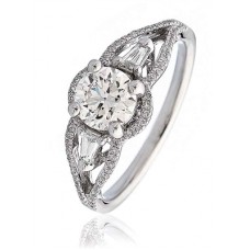Modern Round Diamond Trilogy Halo Ring