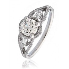 Modern Round Diamond Trilogy Halo Ring