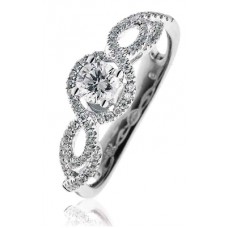 Modern Round Diamond Halo Infinity Twist Ring