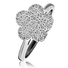 Elegant Flower Round Diamond Cluster Ring