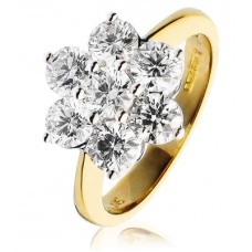 Modern Flower Round Diamond Cluster Ring