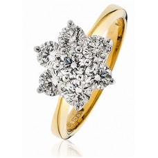 Modern Flower Round Diamond Cluster Ring