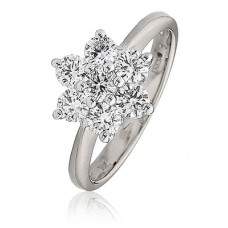 Modern Flower Round Diamond Cluster Ring