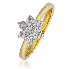 Modern Flower Round Diamond Cluster Ring