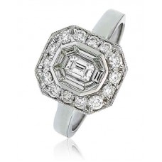 Elegant Diamond Halo Cluster Ring