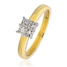 Elegant Princess Diamond Cluster Ring