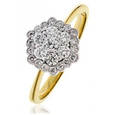 Modern Hexagon Round Diamond Cluster Ring
