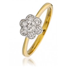 Modern Flower Round Diamond Cluster Ring