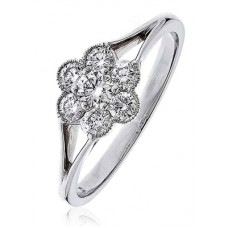 Modern Split Round Diamond Cluster Ring
