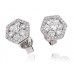 Hexagon Round Diamond Cluster Earrings Hexagon Round Diamond Cluster Earrings