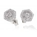 Hexagon Round & Baguette Diamond Cluster Earrings