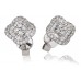 Unique Round & Baguette Diamond Cluster Earrings
