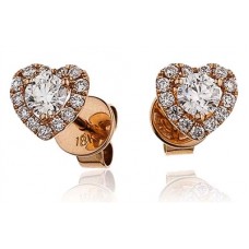 Classic Heart Diamond Single Halo Earrings