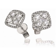 Unique Round Diamond Cluster Earrings Unique Round Diamond Cluster Earrings
