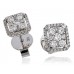 Unique Round Diamond Halo Cluster Earrings