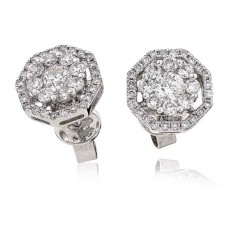 1.00ct Vs1/f Round Diamond Cluster Earrings