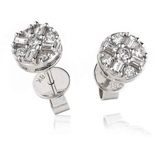 Round & Baguette Diamond Cluster Earrings Round & Baguette Diamond Cluster Earrings
