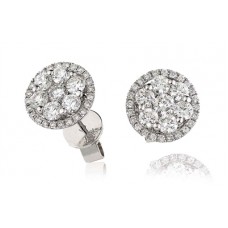1.00ct Vs1/f Round Diamond Cluster Earrings