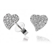 Heart Shaped Round Diamond Cluster Earrings