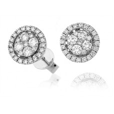 Unique Round Diamond Cluster Earrings