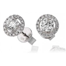 Unique Round Diamond Halo Earrings