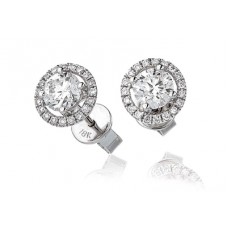Unique Round Diamond Halo Earrings