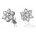 Flower Shaped Round Diamond Cluster Earrings