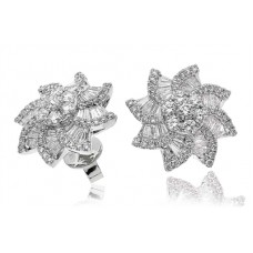 Unique Designer Round Diamond Cluster Earrings