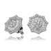 Round & Baguette Diamond Cluster Earrings