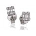 Emerald/round Diamond Cluster Earrings