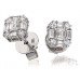 Emerald/round Diamond Cluster Earrings