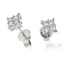 Classic Princess Diamond Cluster Earrings