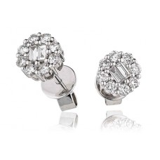 Elegant Round Diamond Cluster Earrings