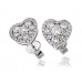 Heart Shaped Round Diamond Cluster Earrings