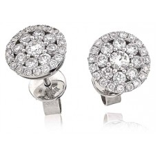Classic Round Diamond Cluster Earrings