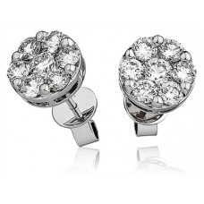 Classic Round Diamond Cluster Earrings