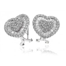 Round & Baguette Diamond Cluster Earrings
