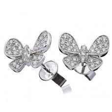 Modern Designer Butterfly Round Diamond Earrings