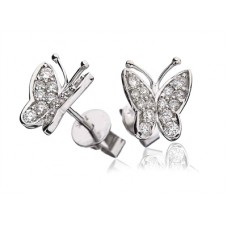 Modern Designer Butterfly Round Diamond Earrings
