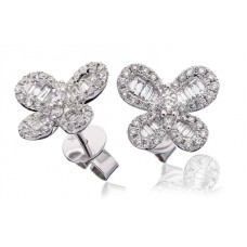 Modern Designer Round Diamond Butterfly Earrings