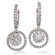 Modern Round Diamond Drop Earrings