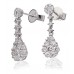 Modern Round Diamond Cluster Drop Earrings