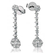 Modern Round Diamond Cluster Drop Earrings