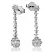 Modern Round Diamond Cluster Drop Earrings