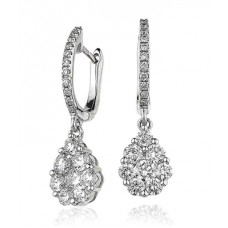 Modern Round Diamond Cluster Drop Earrings