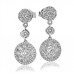 Modern Round Diamond Cluster Drop Earrings