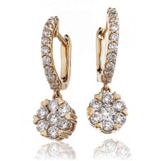 Modern Round Diamond Drop Earrings