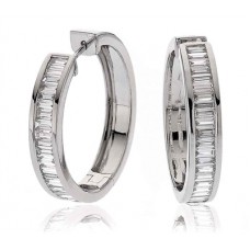 Elegant Baguette Diamond Hoop Earrings