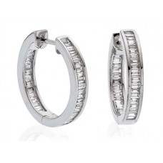 Elegant Baguette Diamond Hoop Earrings
