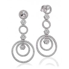Modern Round Diamond Circle Drop Earrings